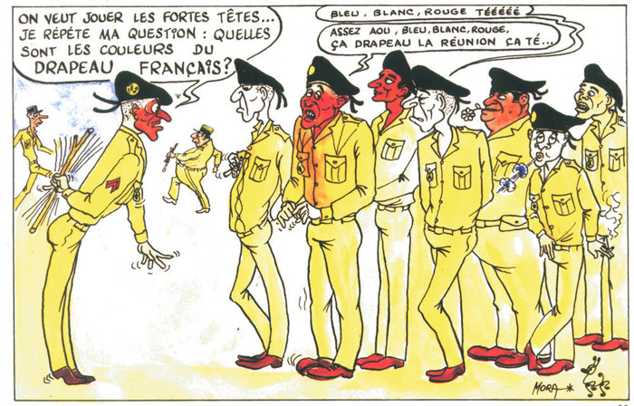 Touche pas mon drapeau! Sa lé à moin! Touche pas mon drapeau! Sa lé à moin!